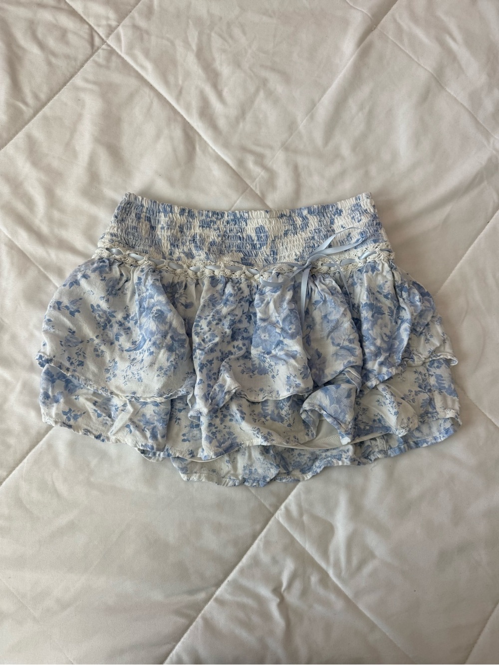 Hollister Light Blue Floral Ruffle Skirt